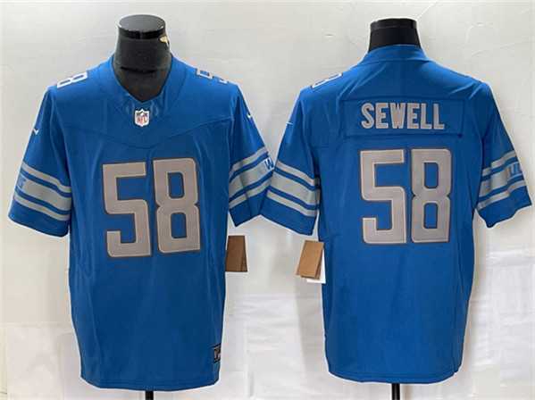 Mens Detroit Lions #58 Penei Sewell Blue 2023 F.U.S.E. Vapor Untouchable Limited Jersey->->